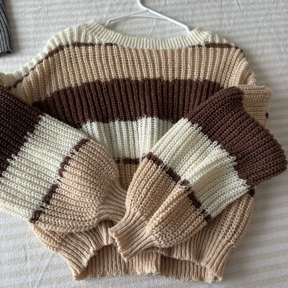 Striped Brown and Cream Women's Sweater